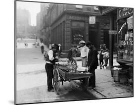 Clam Seller In Mulberry Bend, N.Y.-null-Mounted Art Print