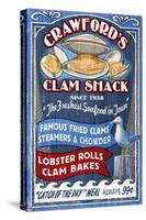 Clam Shack - Vintage Sign-Lantern Press-Stretched Canvas