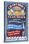 Clam Shack - Vintage Sign-Lantern Press-Stretched Canvas