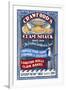 Clam Shack - Vintage Sign-Lantern Press-Framed Art Print