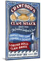 Clam Shack - Vintage Sign-Lantern Press-Mounted Art Print