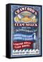 Clam Shack - Vintage Sign-Lantern Press-Framed Stretched Canvas