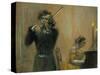 Clara Schumann and a Violinist, 1854-Adolph von Menzel-Stretched Canvas