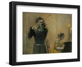 Clara Schumann and a Violinist, 1854-Adolph von Menzel-Framed Giclee Print