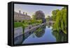 Clare and King's College Bridges over River Cam, the Backs, Cambridge, Cambridgeshire, England-Alan Copson-Framed Stretched Canvas