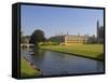 Clare College and Kings College Chapel, Cambridge, Cambridgeshire, England, United Kingdom, Europe-Neale Clarke-Framed Stretched Canvas