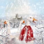 Sheep Red Scarf-Clare Davis London-Giclee Print