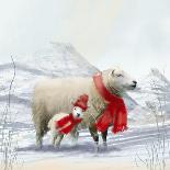 Sheep Red Scarf-Clare Davis London-Giclee Print