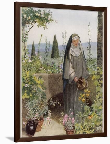 Clare of Assisi Tending to Plants-Eleanor Fortescue Brickdale-Framed Photographic Print