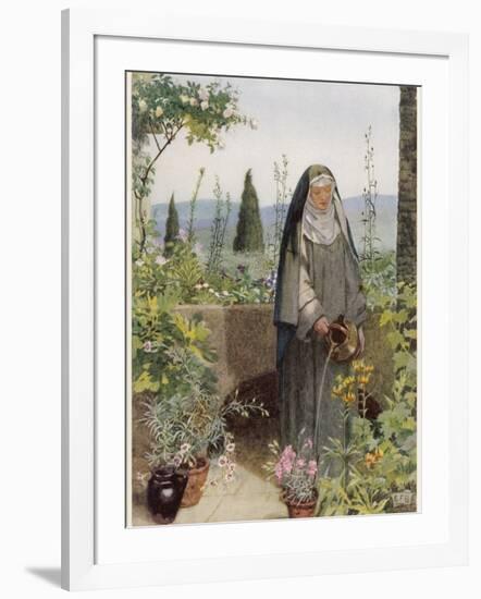 Clare of Assisi Tending to Plants-Eleanor Fortescue Brickdale-Framed Photographic Print