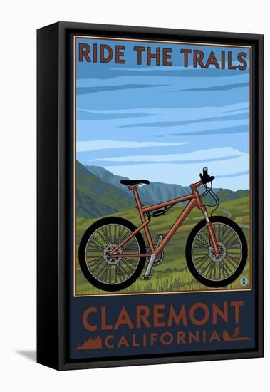 Claremont, California - Mountain Bike Scene-Lantern Press-Framed Stretched Canvas