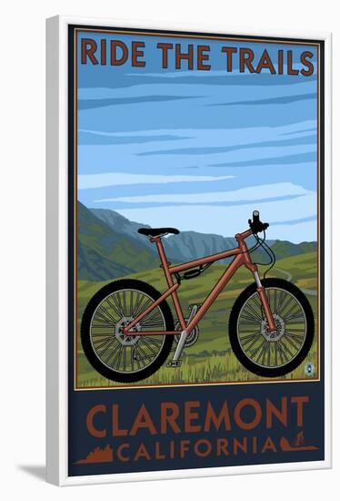 Claremont, California - Mountain Bike Scene-Lantern Press-Framed Art Print