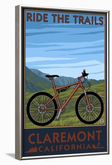 Claremont, California - Mountain Bike Scene-Lantern Press-Framed Art Print