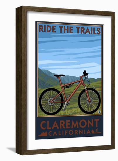 Claremont, California - Mountain Bike Scene-Lantern Press-Framed Art Print