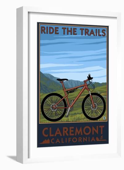 Claremont, California - Mountain Bike Scene-Lantern Press-Framed Art Print