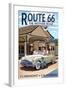 Claremont, California - Route 66 (#2) - Service Station-Lantern Press-Framed Art Print