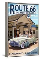 Claremont, California - Route 66 (#2) - Service Station-Lantern Press-Framed Art Print