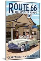 Claremont, California - Route 66 (#2) - Service Station-Lantern Press-Mounted Art Print