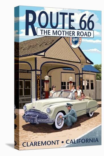 Claremont, California - Route 66 (#2) - Service Station-Lantern Press-Stretched Canvas