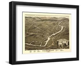 Claremont, New Hampshire - Panoramic Map-Lantern Press-Framed Art Print