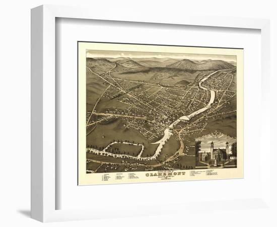 Claremont, New Hampshire - Panoramic Map-Lantern Press-Framed Art Print