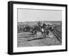 Clarence Hailey Long, Texas Cowboy on His Small Ranch Roping Cattle-null-Framed Photographic Print