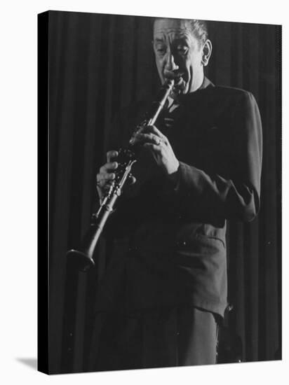 Clarinetist Pee Wee Russell During Jazz Concert at Town Hall-Gjon Mili-Stretched Canvas