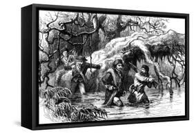 Clark and His Soldiers Crossing the Wabash, C1778-1779-null-Framed Stretched Canvas