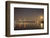 Clark Bridge at night over Mississippi River and full moon, Alton, Illinois-Richard & Susan Day-Framed Photographic Print