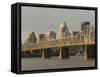 Clark Memorial Bridge, Louisville, Kentucky, USA-Walter Bibikow-Framed Stretched Canvas