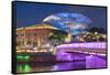 Clarke Quay and Singapore River at dusk, Singapore-Ian Trower-Framed Stretched Canvas