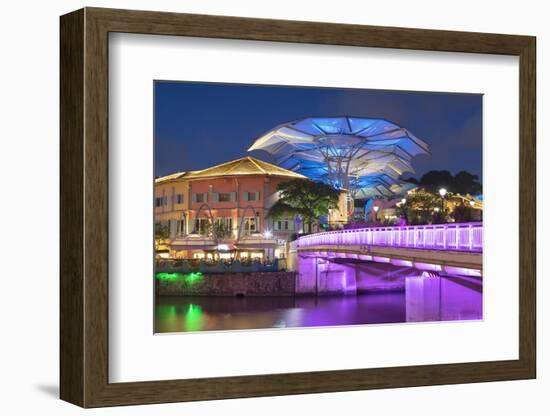 Clarke Quay and Singapore River at dusk, Singapore-Ian Trower-Framed Photographic Print
