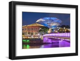 Clarke Quay and Singapore River at dusk, Singapore-Ian Trower-Framed Photographic Print