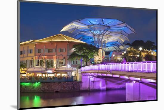 Clarke Quay and Singapore River at dusk, Singapore-Ian Trower-Mounted Photographic Print