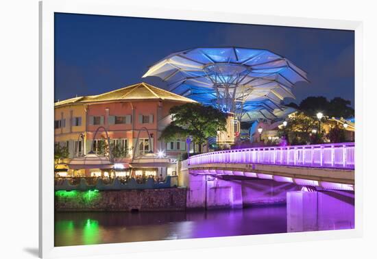 Clarke Quay and Singapore River at dusk, Singapore-Ian Trower-Framed Photographic Print