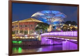 Clarke Quay and Singapore River at dusk, Singapore-Ian Trower-Framed Photographic Print