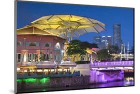 Clarke Quay and Singapore River at dusk, Singapore-Ian Trower-Mounted Photographic Print