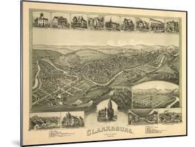 Clarksburg, West Virginia - Panoramic Map-Lantern Press-Mounted Art Print