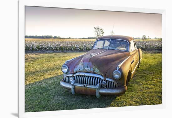 Clarksdale, Mississippi, Cotton Field, Vintage Buick Super (1950)-John Coletti-Framed Photographic Print