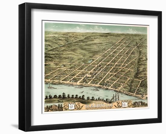 Clarksville, Tennessee - Panoramic Map-Lantern Press-Framed Art Print
