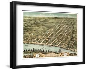 Clarksville, Tennessee - Panoramic Map-Lantern Press-Framed Art Print