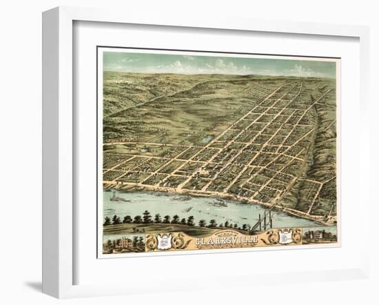 Clarksville, Tennessee - Panoramic Map-Lantern Press-Framed Art Print