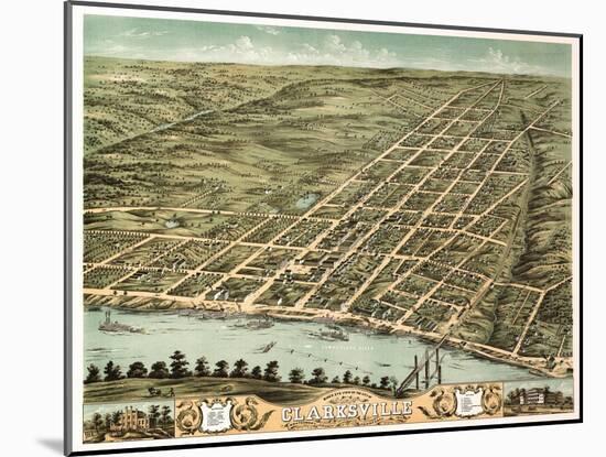 Clarksville, Tennessee - Panoramic Map-Lantern Press-Mounted Art Print