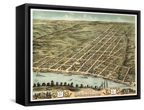 Clarksville, Tennessee - Panoramic Map-Lantern Press-Framed Stretched Canvas