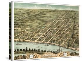 Clarksville, Tennessee - Panoramic Map-Lantern Press-Stretched Canvas