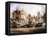 Clash Between English Temeraire and French Redoubtable Ships During Battle of Trafalgar-null-Framed Stretched Canvas