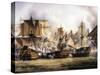 Clash Between English Temeraire and French Redoubtable Ships During Battle of Trafalgar-null-Stretched Canvas