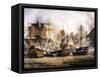 Clash Between English Temeraire and French Redoubtable Ships During Battle of Trafalgar-null-Framed Stretched Canvas