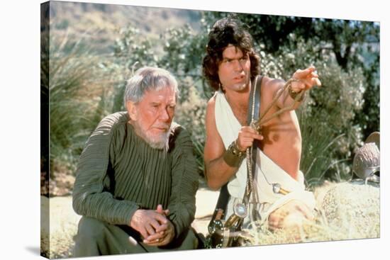 CLASH OF THE TITANS, 1981 directed by DESMOND DAVIS Burgess Meredith and Harry Hamlin (photo)-null-Stretched Canvas