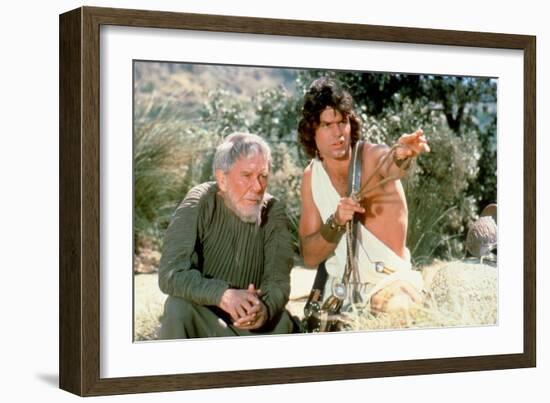 CLASH OF THE TITANS, 1981 directed by DESMOND DAVIS Burgess Meredith and Harry Hamlin (photo)-null-Framed Photo
